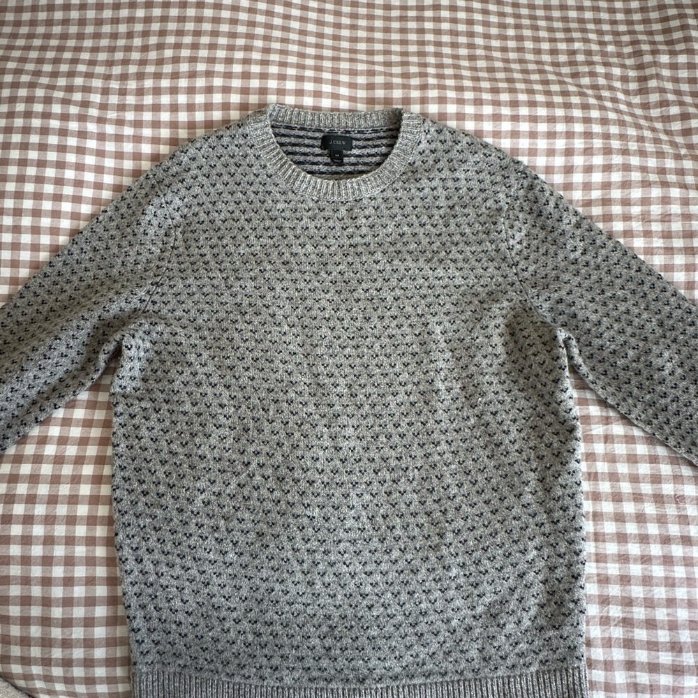 J. Crew Men's Textured Gray Crewneck Sweater